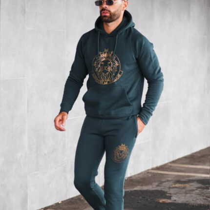 French Terry Sequence Lion Logo Tracksuit – Dark Zinc 1