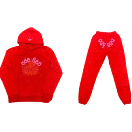 Sp5der 555555 Tracksuit Pant and Hoodie Red 1